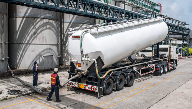 Truck, Tanker Chemical Delivery in Petrochemical Plant